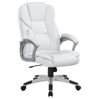 Contemporary Leatherette Executive High Back Chair, White, Silver - BM159125