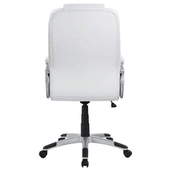 Contemporary Leatherette Executive High Back Chair, White, Silver - BM159125