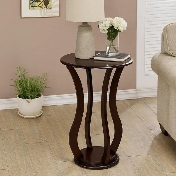 Contemporary Plant Stand With Bottom Storage Shelf, Brown - BM160089