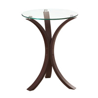 Contemporary Wood Accent Table, Tempered Glass Top, Brown, Clear - BM160136