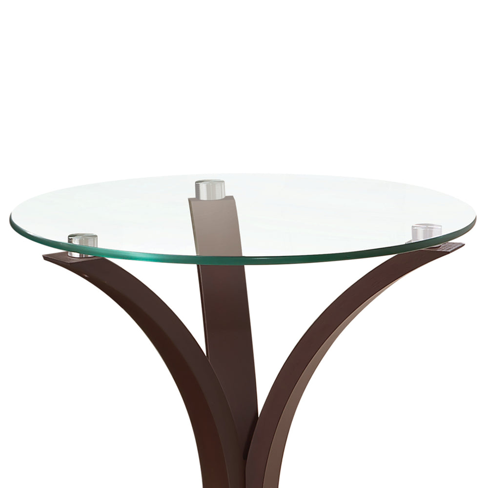 Contemporary Wood Accent Table, Tempered Glass Top, Brown, Clear - BM160136