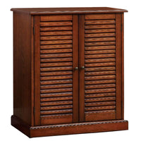 Double Door Solid Wood Shoe Cabinet with Blocked Panel Feet, Brown - BM186393
