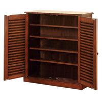 Double Door Solid Wood Shoe Cabinet with Blocked Panel Feet, Brown - BM186393