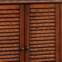 Double Door Solid Wood Shoe Cabinet with Blocked Panel Feet, Brown - BM186393