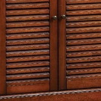 Double Door Solid Wood Shoe Cabinet with Blocked Panel Feet, Brown - BM186393