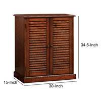 Double Door Solid Wood Shoe Cabinet with Blocked Panel Feet, Brown - BM186393