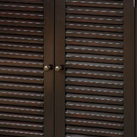 Double Door Solid Wood Shoe Cabinet with Blocked Panel Feet, Espresso Brown - BM186394