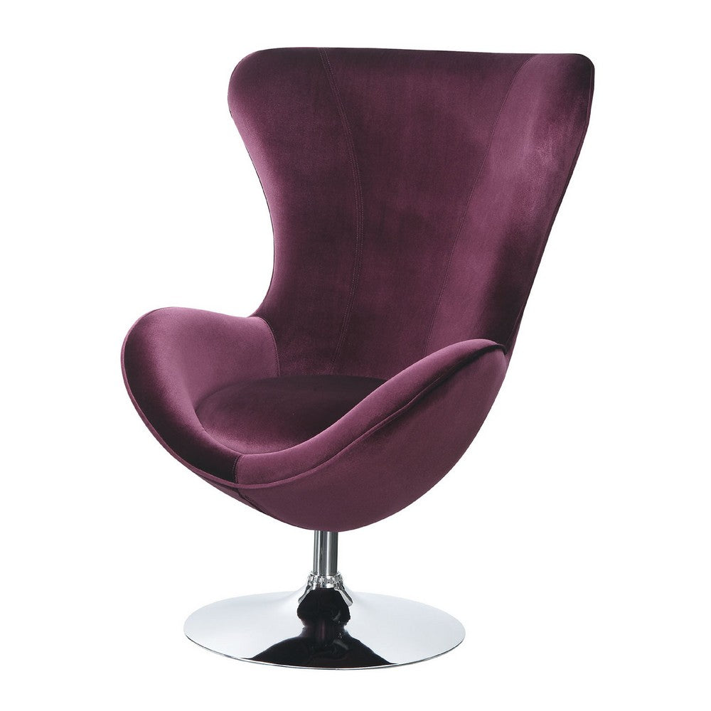 Fabric Curved Design Chair with Ottoman and Tubular Base, Set of 2, Purple - FOA-CM-AC6841