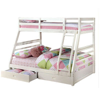 Twin Over Full Wooden Bunk Bed with Storage, White - FOA-CM-BK588WH-BED