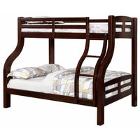 Curved Wood Design Twin/full Bunk Bed, Brown - FOA-CM-BK618EX-BED