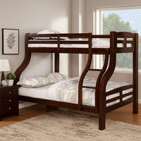 Curved Wood Design Twin/full Bunk Bed, Brown - FOA-CM-BK618EX-BED