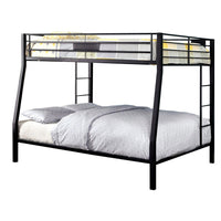 Industrial Style Twin/Queen Metal Bunk bed, Black - FOA-CM-BK939TQ-BED