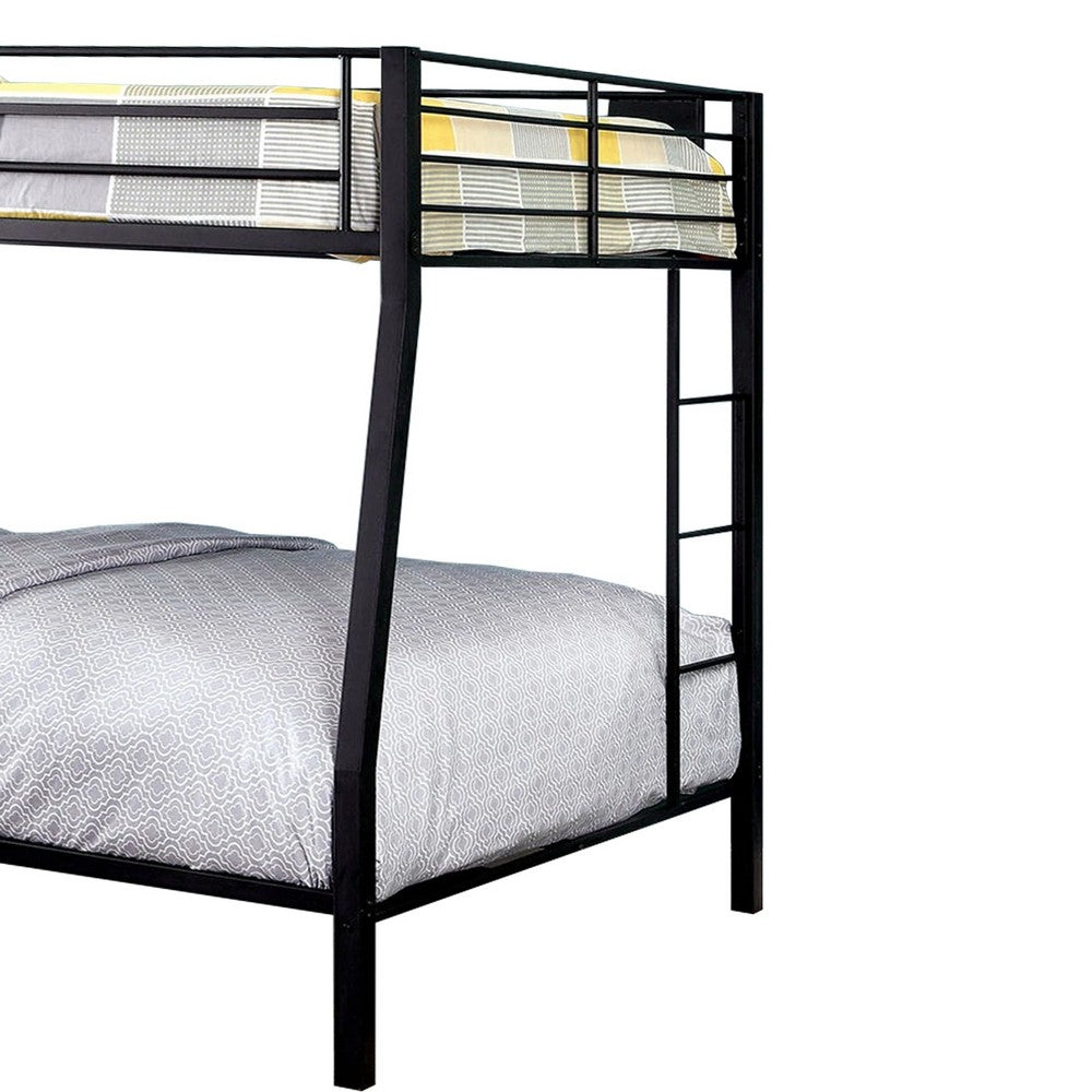 Industrial Style Twin/Queen Metal Bunk bed, Black - FOA-CM-BK939TQ-BED