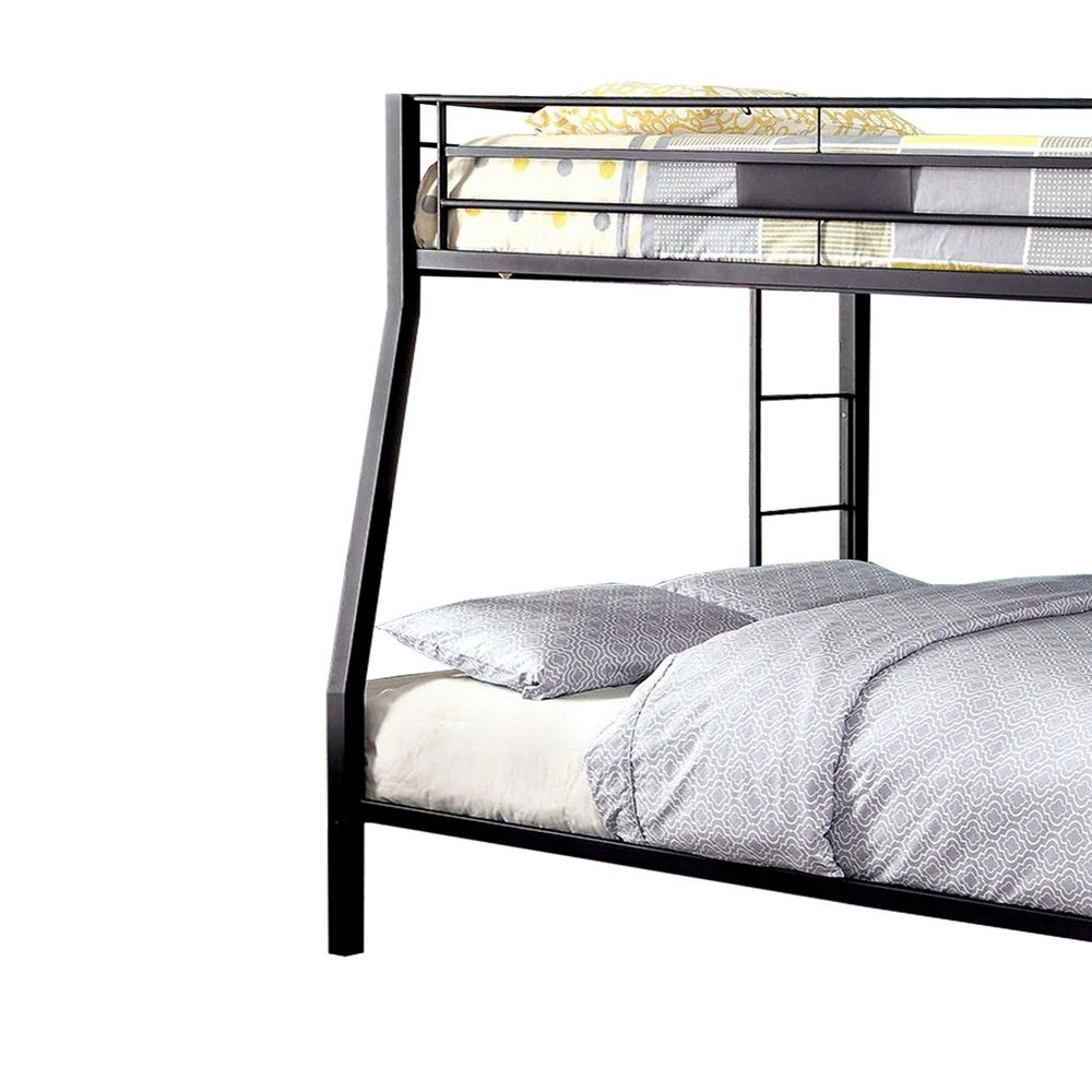 Industrial Style Twin/Queen Metal Bunk bed, Black - FOA-CM-BK939TQ-BED
