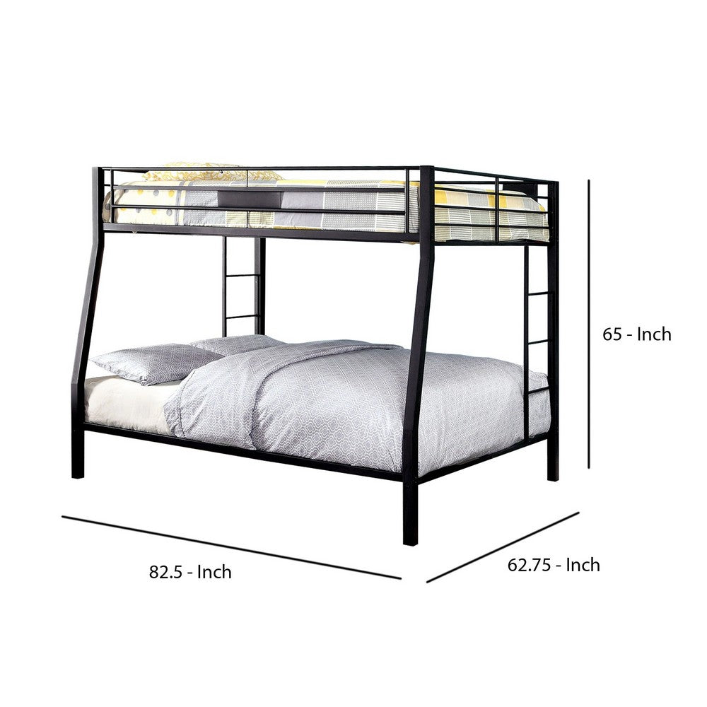 Industrial Style Twin/Queen Metal Bunk bed, Black - FOA-CM-BK939TQ-BED