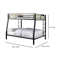 Industrial Style Twin/Queen Metal Bunk bed, Black - FOA-CM-BK939TQ-BED