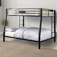 Industrial Style Twin/Queen Metal Bunk bed, Black - FOA-CM-BK939TQ-BED