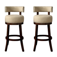 BM131355 Lynsey Contemporary 24"Barstool Withlinen Cushion, Set Of 2