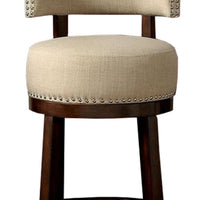 Swivel Bucket Back Barstool with Flared legs, Set of 2, Beige and Brown - FOA-CM-BR6252BG-29-2PK
