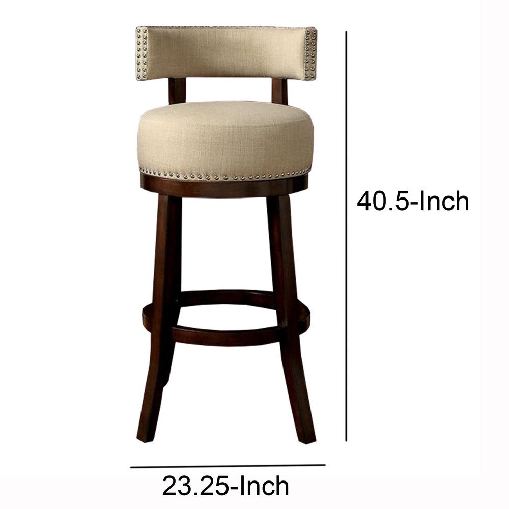 Swivel Bucket Back Barstool with Flared legs, Set of 2, Beige and Brown - FOA-CM-BR6252BG-29-2PK