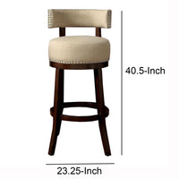 Swivel Bucket Back Barstool with Flared legs, Set of 2, Beige and Brown - FOA-CM-BR6252BG-29-2PK