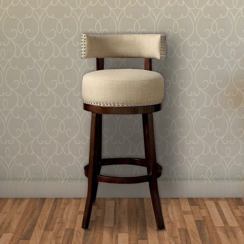 Swivel Bucket Back Barstool with Flared legs, Set of 2, Beige and Brown - FOA-CM-BR6252BG-29-2PK