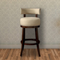 Swivel Bucket Back Barstool with Flared legs, Set of 2, Beige and Brown - FOA-CM-BR6252BG-29-2PK