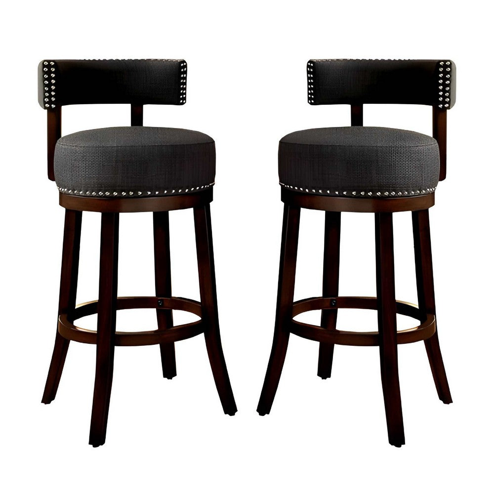 BM131363 Lynsey 29"Barstool Withlinen Cushion, Gray Finish, Set Of 2