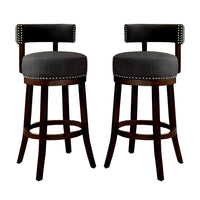BM131363 Lynsey 29"Barstool Withlinen Cushion, Gray Finish, Set Of 2