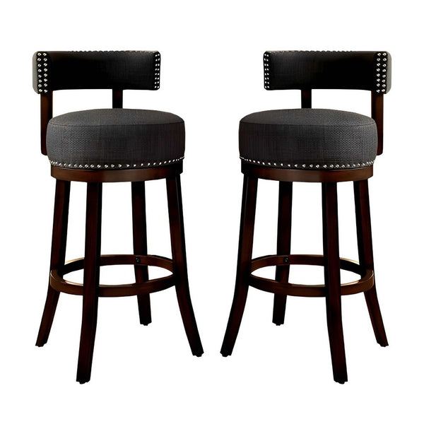 BM131363 Lynsey 29"Barstool Withlinen Cushion, Gray Finish, Set Of 2