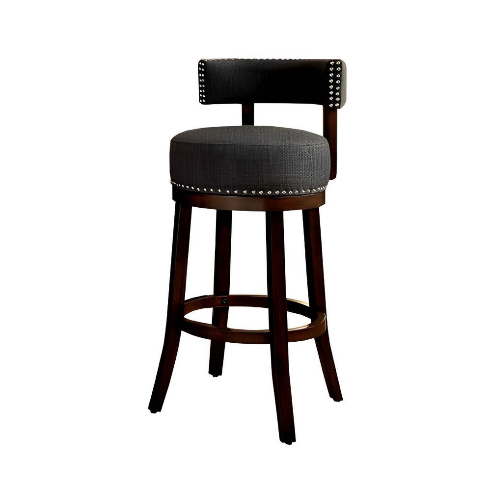 BM131363 Lynsey 29"Barstool Withlinen Cushion, Gray Finish, Set Of 2