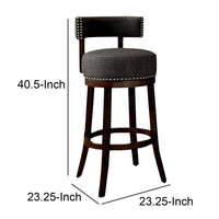 BM131363 Lynsey 29"Barstool Withlinen Cushion, Gray Finish, Set Of 2