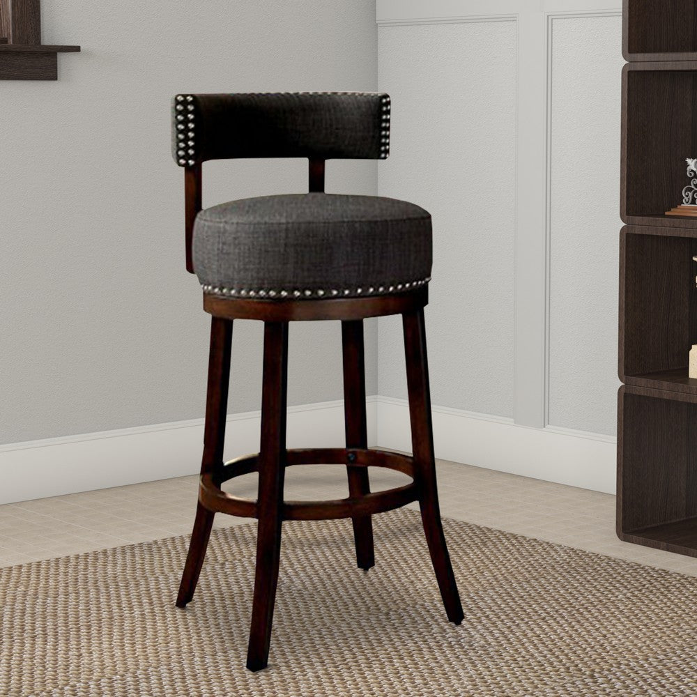 BM131363 Lynsey 29"Barstool Withlinen Cushion, Gray Finish, Set Of 2