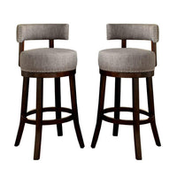 Lynsey Contemporary 29"Barstool With linen Cushion, Light Gray Finish, Set of 2 - FOA-CM-BR6252LG-29-2PK