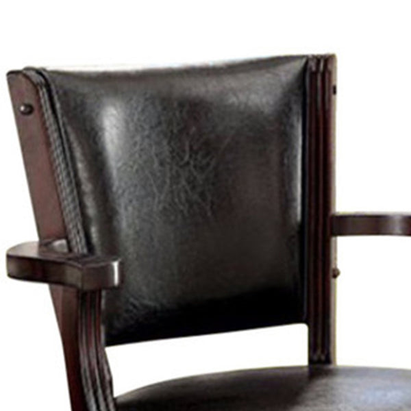 Leatherette Arm Chair with Swivel and Adjustable Height Mechanism, Brown - BM123168