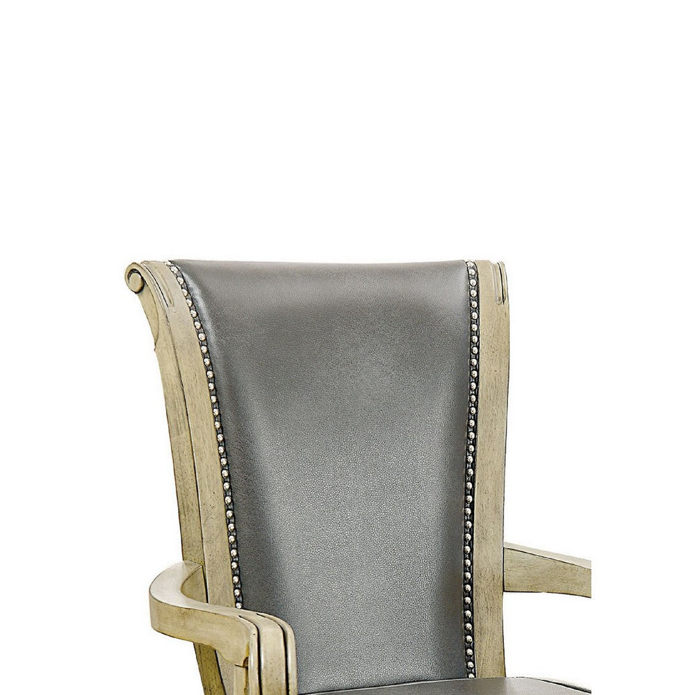 Winsome Contemporary Arm Chair With Caster Gray And Brown Pack of 2 - FOA-CM-GM367GY-AC-2PK