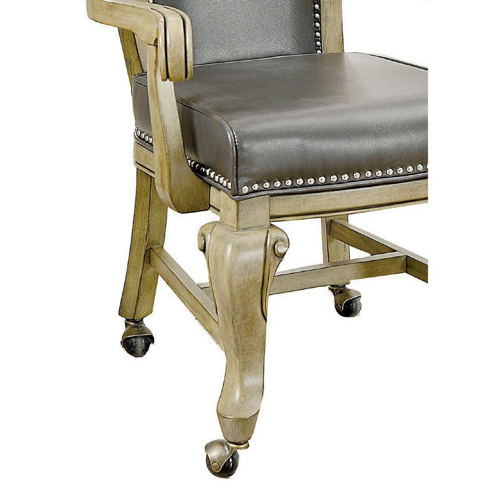 Winsome Contemporary Arm Chair With Caster Gray And Brown Pack of 2 - FOA-CM-GM367GY-AC-2PK