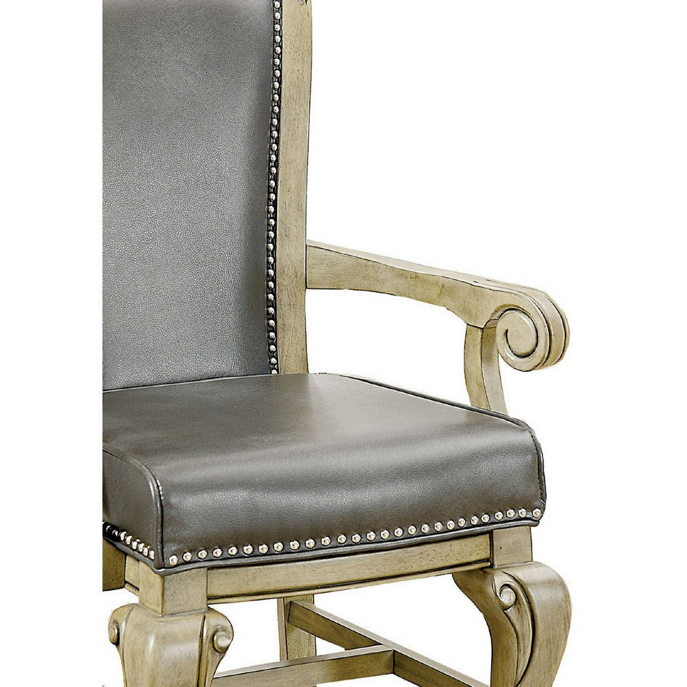 Winsome Contemporary Arm Chair With Caster Gray And Brown Pack of 2 - FOA-CM-GM367GY-AC-2PK