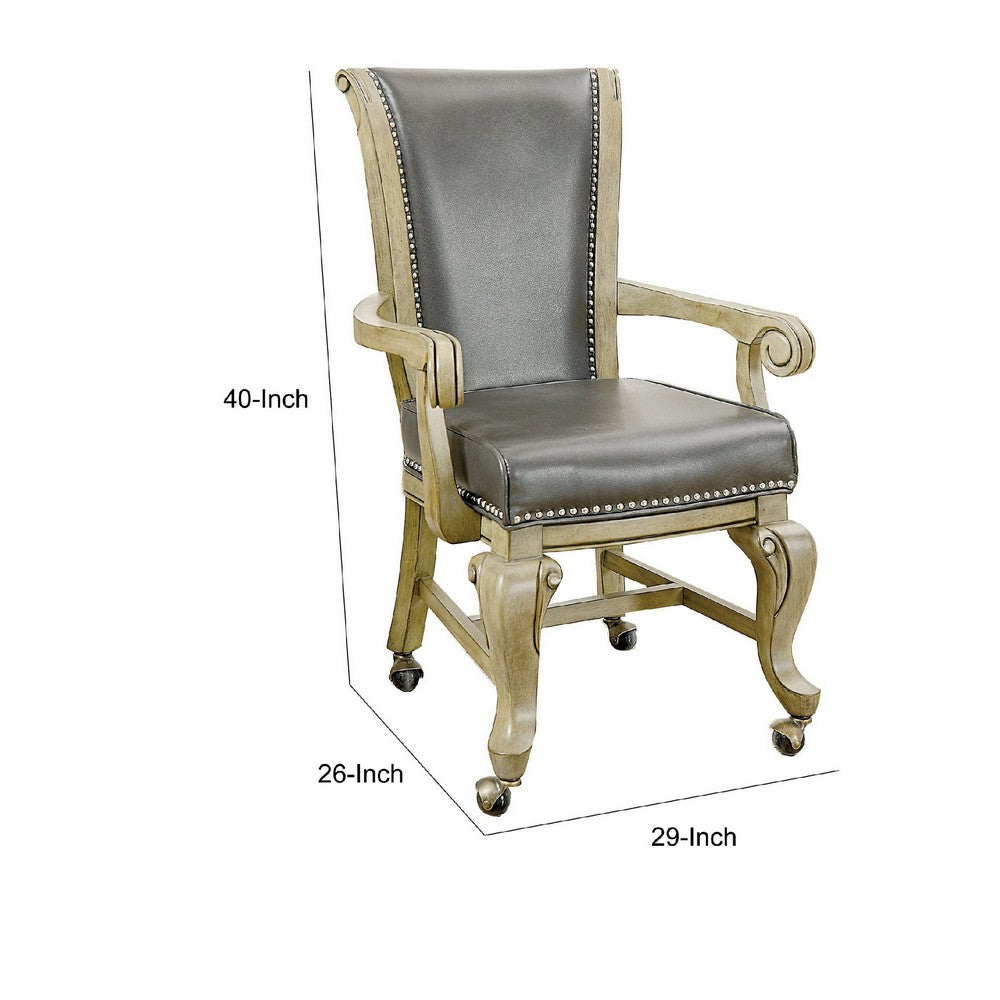 Winsome Contemporary Arm Chair With Caster Gray And Brown Pack of 2 - FOA-CM-GM367GY-AC-2PK