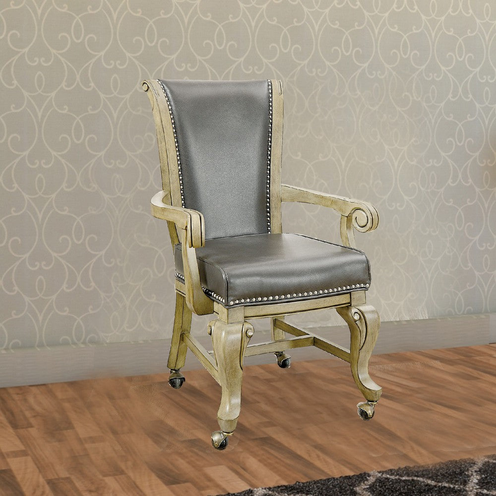 Winsome Contemporary Arm Chair With Caster Gray And Brown Pack of 2 - FOA-CM-GM367GY-AC-2PK