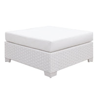 Faux Polyester and Aluminum Square Ottoman with Padded Seat Cushion, White - FOA-CM-OS2128WH-F