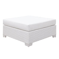 Faux Polyester and Aluminum Square Ottoman with Padded Seat Cushion, White - FOA-CM-OS2128WH-F