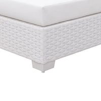 Faux Polyester and Aluminum Square Ottoman with Padded Seat Cushion, White - FOA-CM-OS2128WH-F