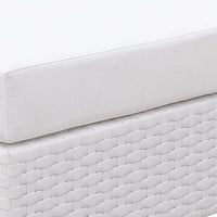 Faux Polyester and Aluminum Square Ottoman with Padded Seat Cushion, White - FOA-CM-OS2128WH-F