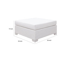 Faux Polyester and Aluminum Square Ottoman with Padded Seat Cushion, White - FOA-CM-OS2128WH-F