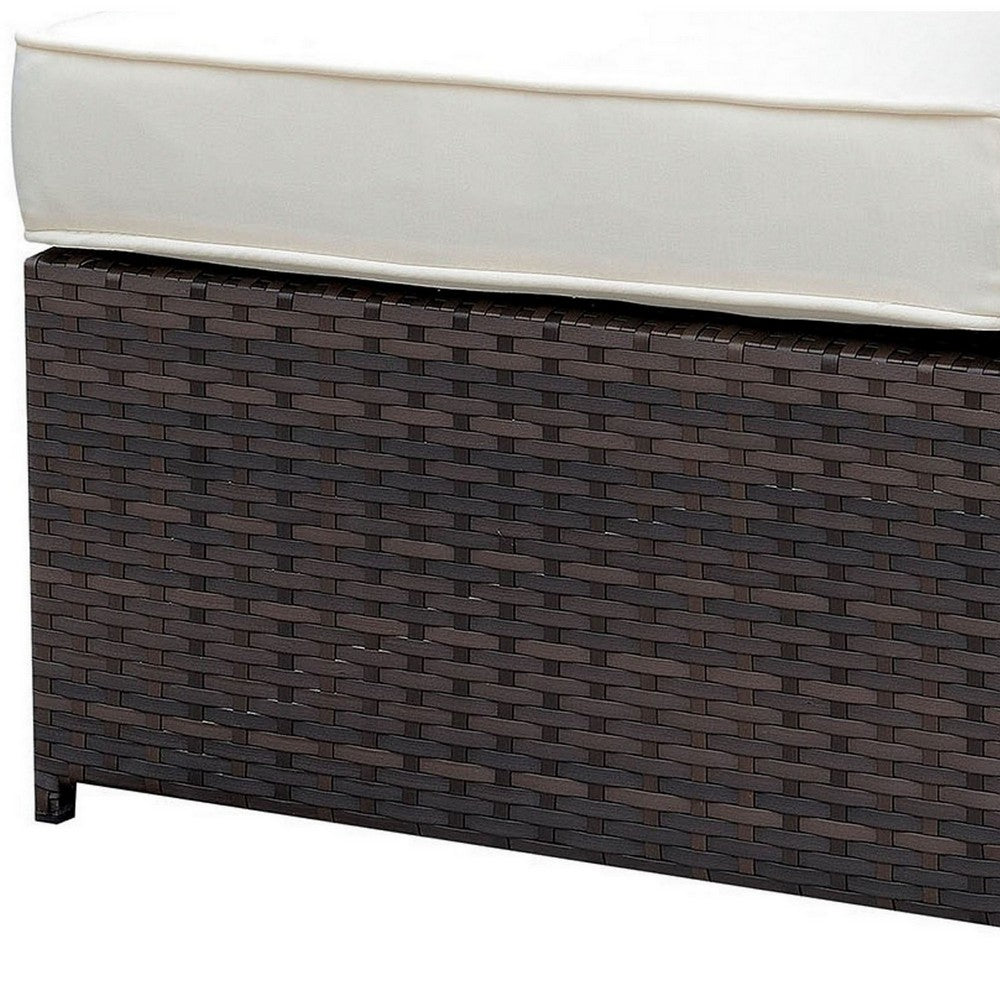 Faux Rattan Left Arm Chair with Seat & Back Cushions, Brown And Ivory - FOA-CM-OS2136-A