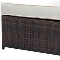 Faux Rattan Left Arm Chair with Seat & Back Cushions, Brown And Ivory - FOA-CM-OS2136-A