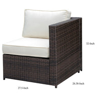 Faux Rattan Left Arm Chair with Seat & Back Cushions, Brown And Ivory - FOA-CM-OS2136-A