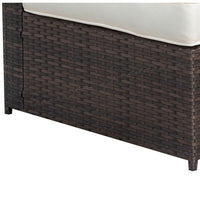 Faux Rattan Corner Chair with 1 Seat & 2 Back Cushions, Brown And Ivory - FOA-CM-OS2136-C