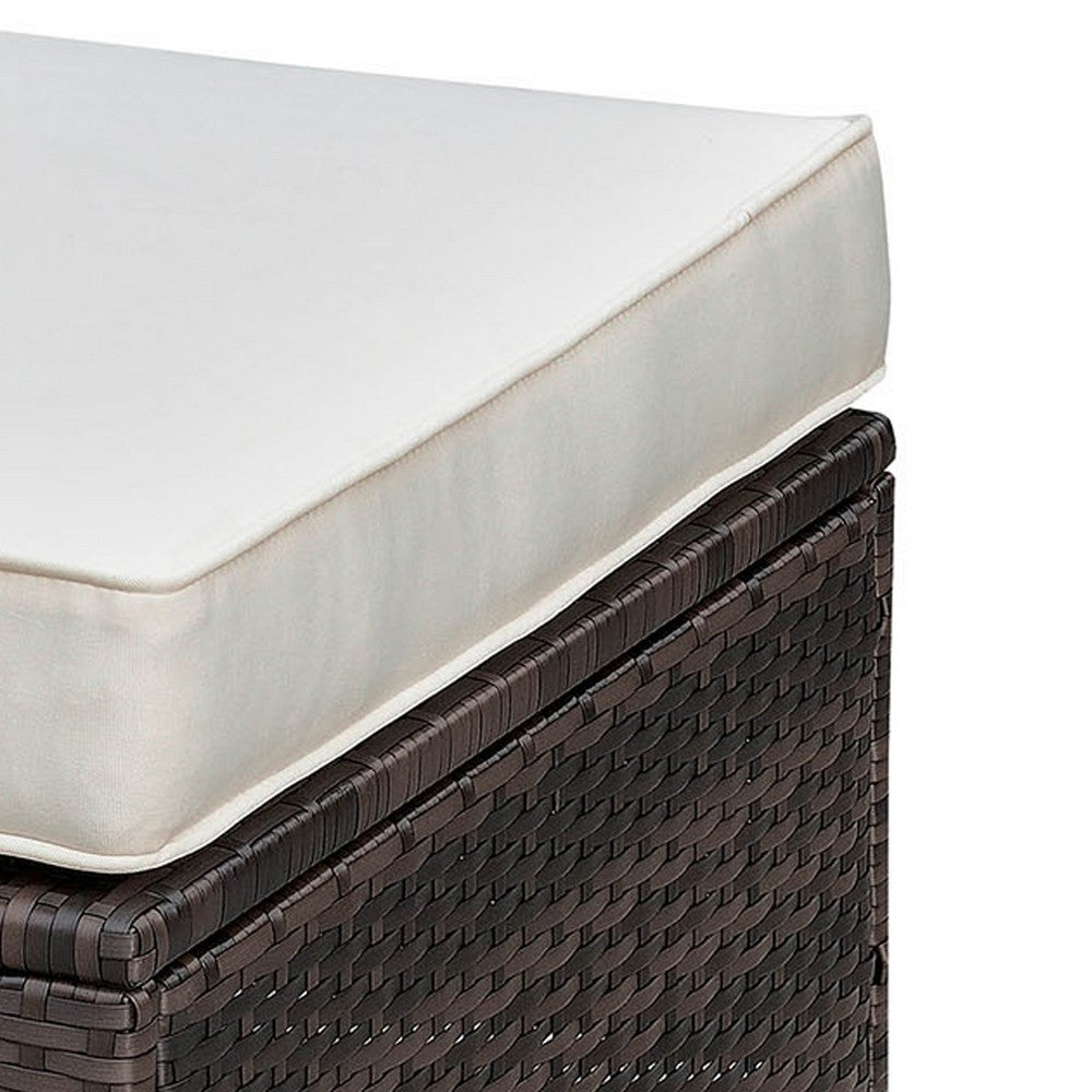 Aluminium Frame Faux Polyester Upholstered Square Ottoman, Brown and White - FOA-CM-OS2136-E